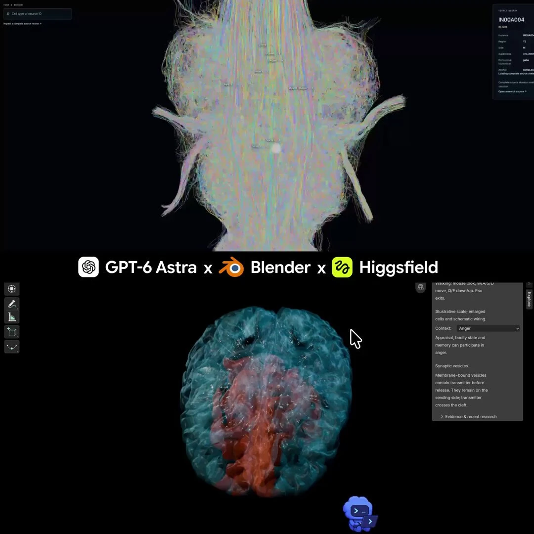 GPT-6 Astra와 Blender 등을 연동해 16만 6,000개 이상의 뉴런 형태학을 전수 렌더링한 3D 뇌 브라우저