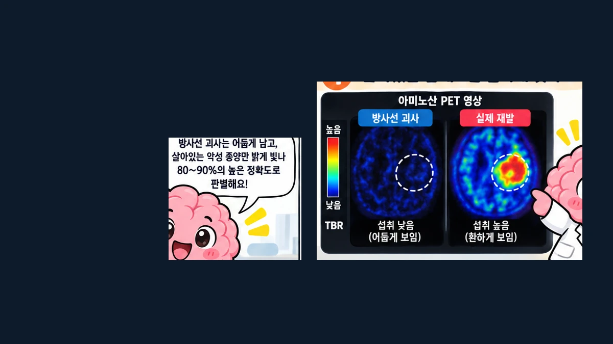 픽스클라라 주사액 바이알과 뇌 FET-PET 영상 모식도