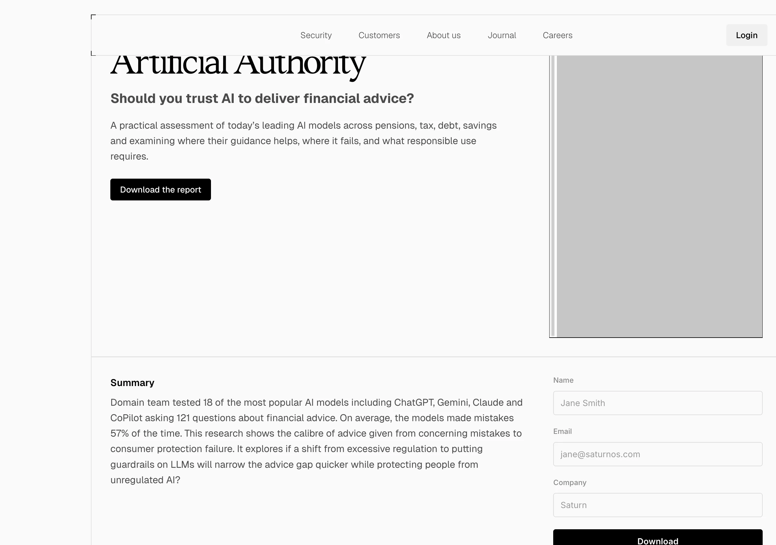 Saturn의 Artificial Authority 보고서 발표 및 파이낸셜 타임스 보도 화면